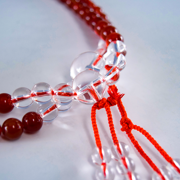 Shingon Red Agate Crystal Juzu Prayer beads Used good Second hand