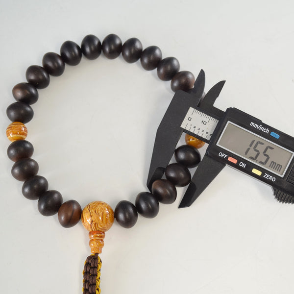 Banded Kokutan Ebony & Banded Honey Amber Juzu Prayer beads - 京都あさひ屋－Kyoto Asahiya