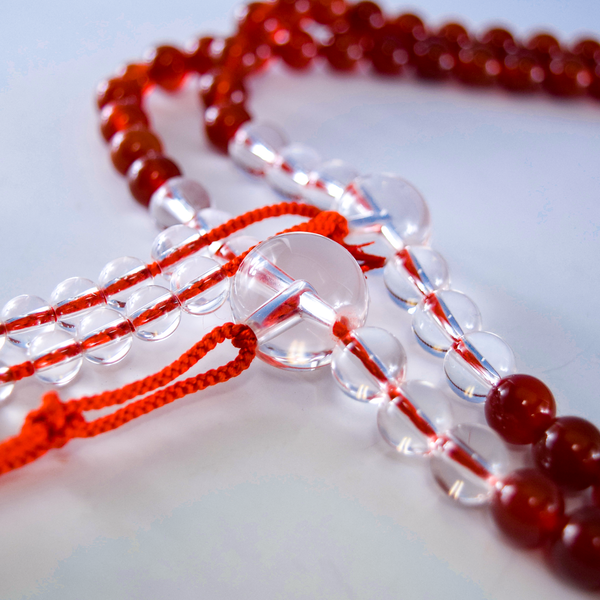 Shingon Red Agate Crystal Juzu Prayer beads Used good Second hand