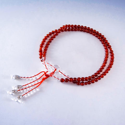 Shingon Red Agate Crystal Juzu Prayer beads Used good Second hand