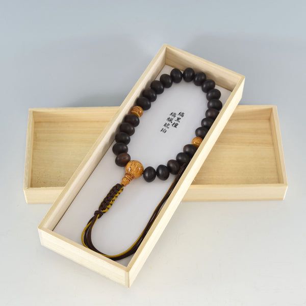 Banded Kokutan Ebony & Banded Honey Amber Juzu Prayer beads - 京都あさひ屋－Kyoto Asahiya