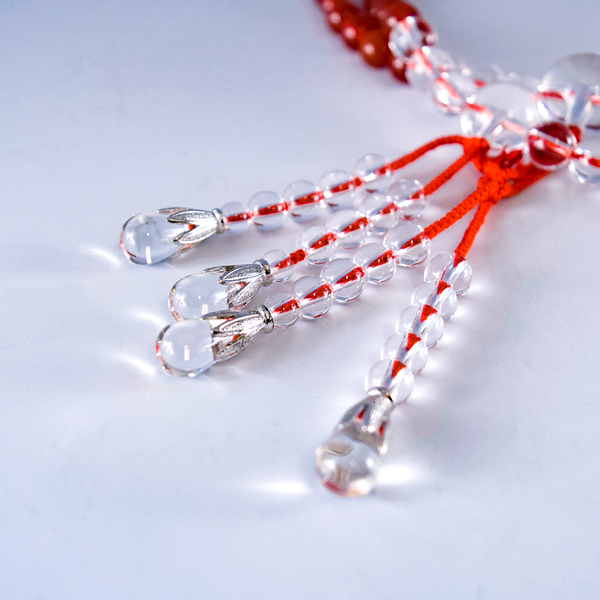 Shingon Red Agate Crystal Juzu Prayer beads Used good Second hand