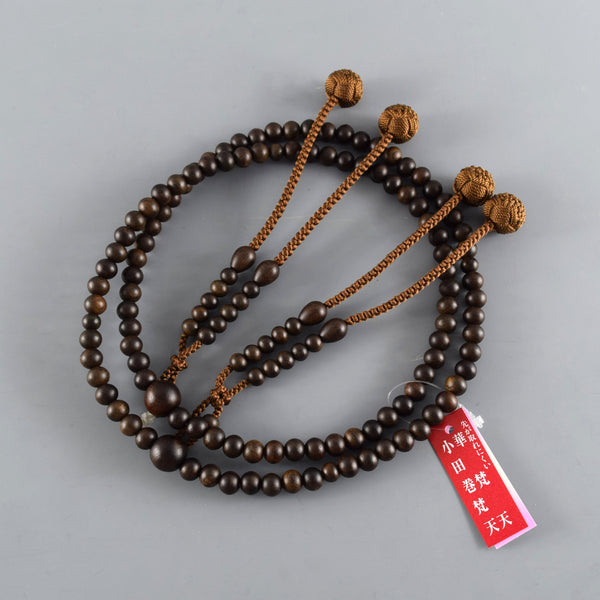Shingon sect Striped Ebony Wood Japanese Juzu Prayer Beads