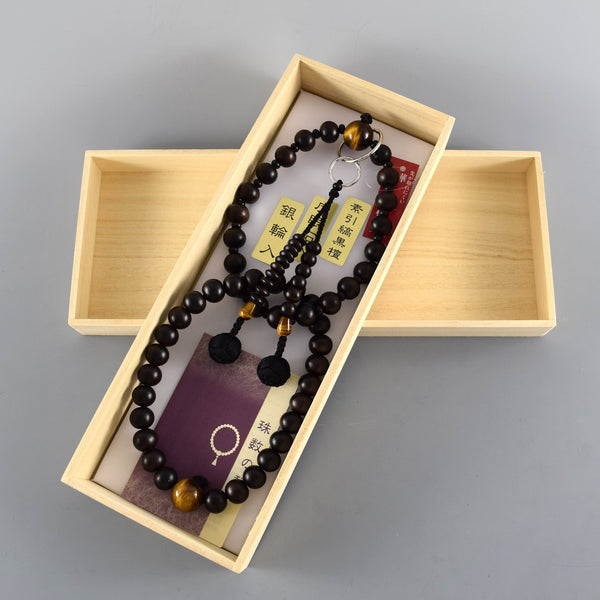 Jodo sect Striped Ebony Wood Brown Tiger Eye Japanese Juzu Prayer beads