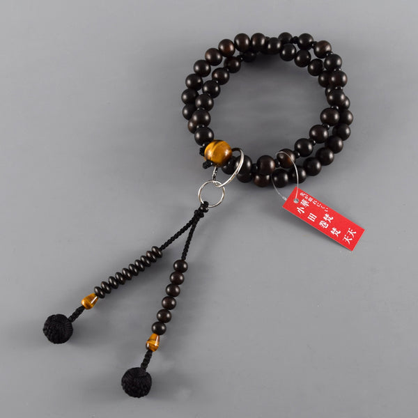 Jodo sect Striped Ebony Wood Brown Tiger Eye Japanese Juzu Prayer beads