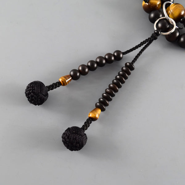 Jodo sect Striped Ebony Wood Brown Tiger Eye Japanese Juzu Prayer beads