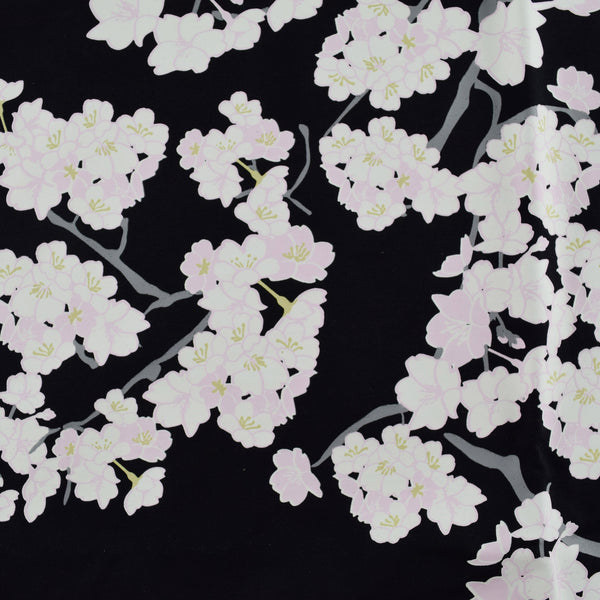  Tシャツ　花桜　黒　綿95％　ポリウレタン5%