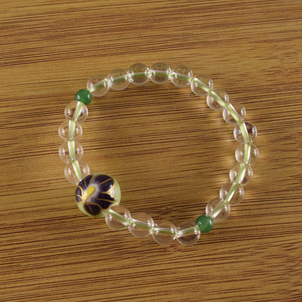 8mm Kyoto Kiyomizu-yaki & Crystal Bracelet
