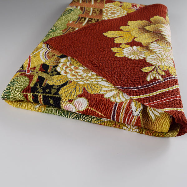 75cm 風呂敷 正絹 友禅染 蒔絵桧扇