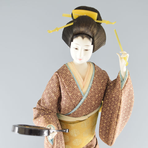 Japanese Traditional Doll Figurine Ornament Home Decor Brown & light blue Hotsurege 【free shipping】