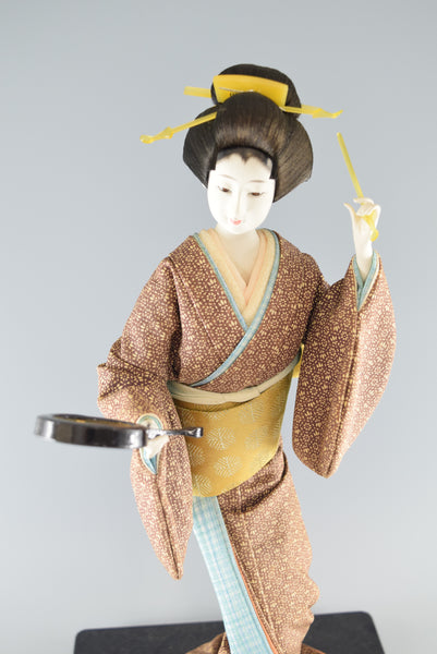 Japanese Traditional Doll Figurine Ornament Home Decor Brown & light blue Hotsurege 【free shipping】