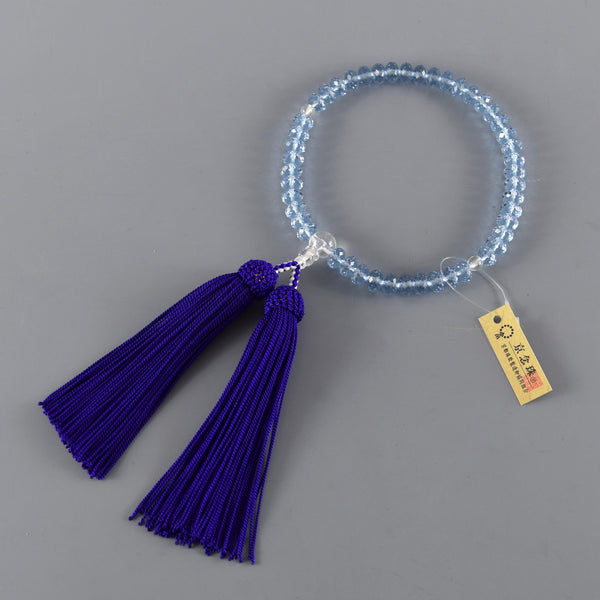 Shiny Light Blue / Purple Glass Diamond Cut Juzu Prayer beads