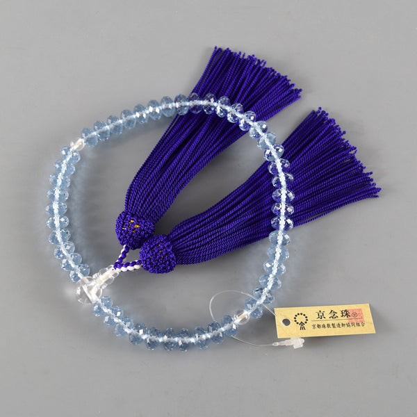 Shiny Light Blue / Purple Glass Diamond Cut Juzu Prayer beads