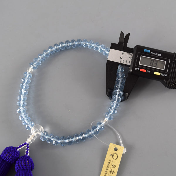 Shiny Light Blue / Purple Glass Diamond Cut Juzu Prayer beads