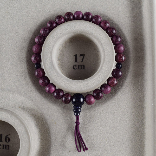 8mm Purple Heart Wood and Blue goldstone Bracelet With Bosa Type