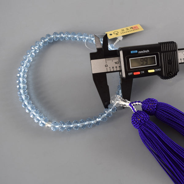 Shiny Light Blue / Purple Glass Diamond Cut Juzu Prayer beads