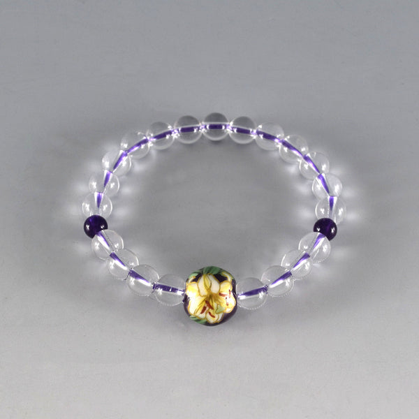 8mm Kyoto Kiyomizu-yaki & Crystal Bracelet