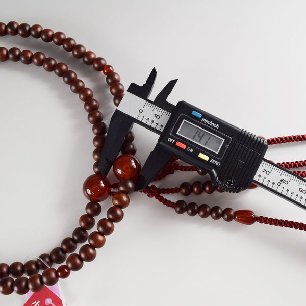 Shingon sect Striped Rosewood & Red Agate Japanese Men's Juzu Prayer Beads