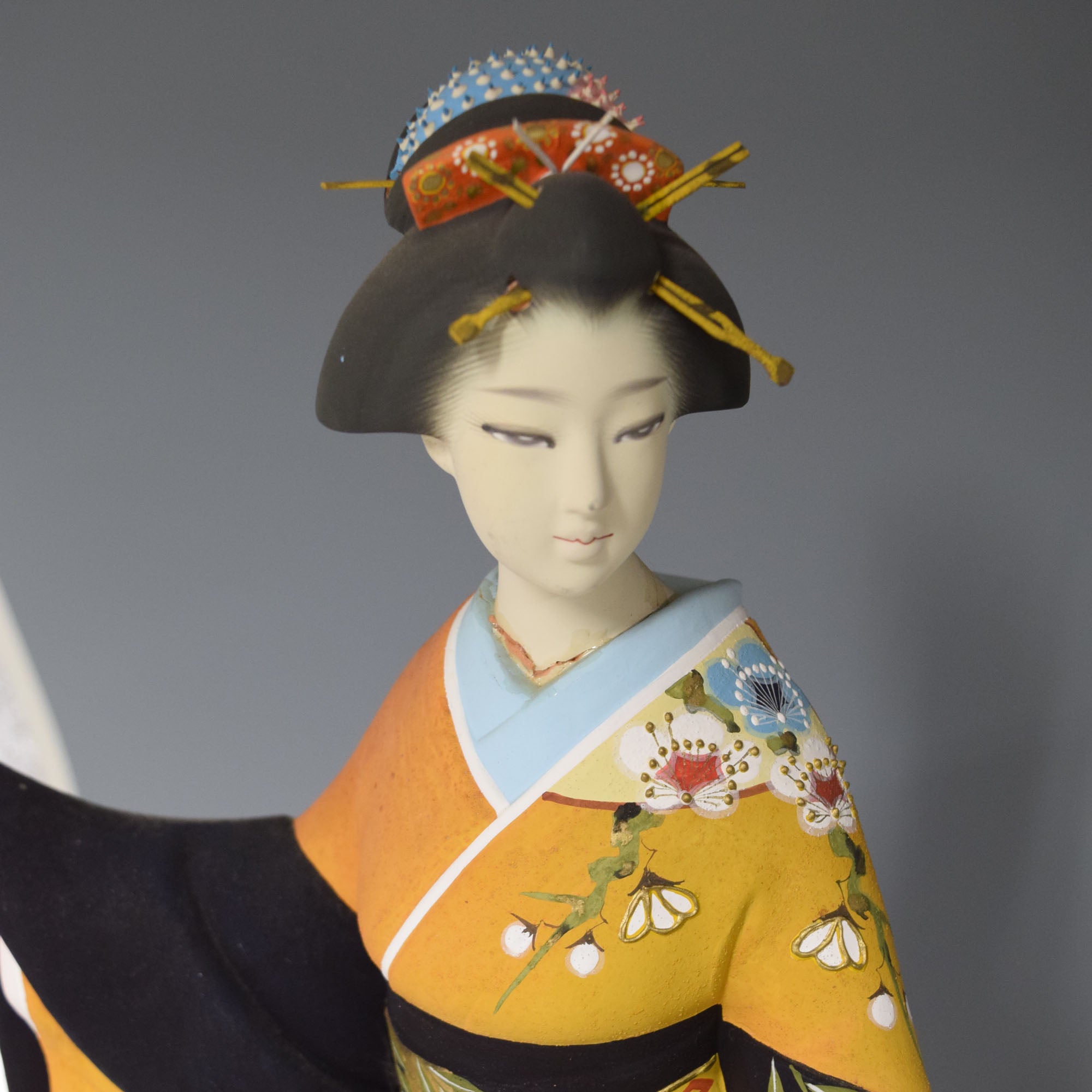 Japanese Traditional Doll Figurine Ornament Home Decor Orange & Black Mijitaku【free shipping】