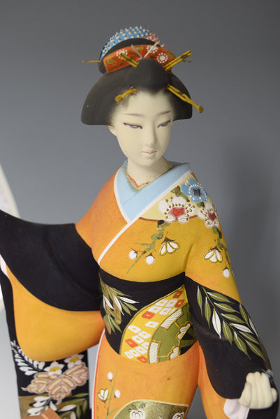 Japanese Traditional Doll Figurine Ornament Home Decor Orange & Black Mijitaku【free shipping】