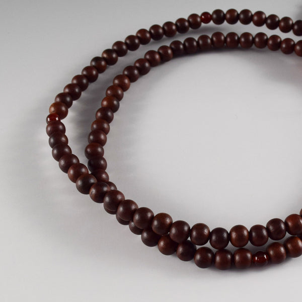 Shingon sect Striped Rosewood & Red Agate Japanese Men's Juzu Prayer Beads