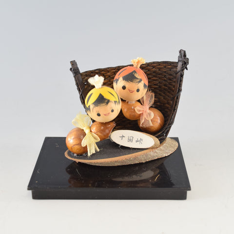 Japanese Coupple Dolls Figurine Wood Tradition Ornament Charms Home decor