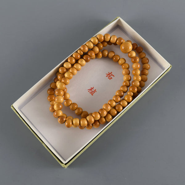 7mm 108 beads Tsuge Box Wood Bracelet