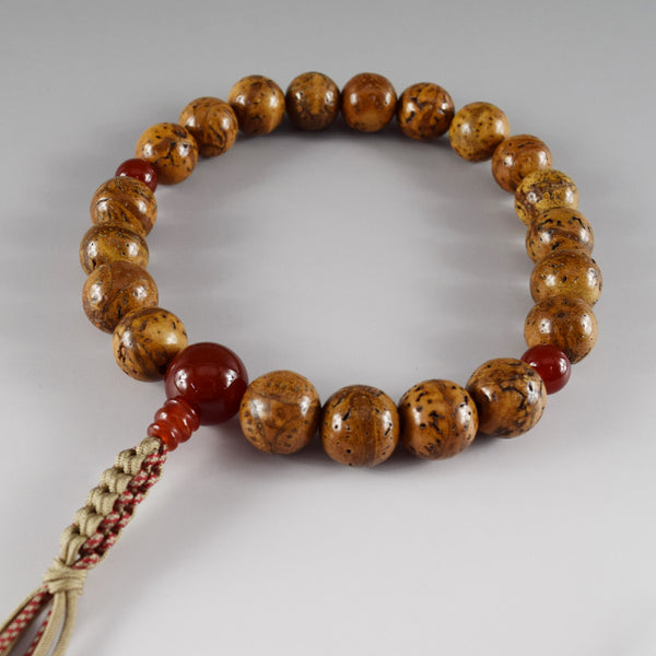 Brown Bodhi Wood & Red Agate Juzu Prayer beads