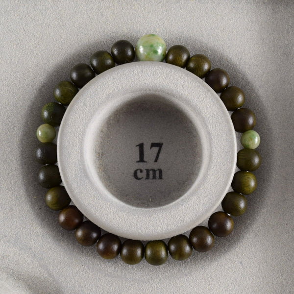 8mm Lignum Vitae Wood With Dushan Jade Bracelet