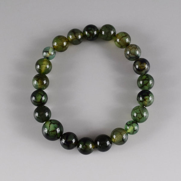 10mm Green Dragon's Vein Agate Bracelet
