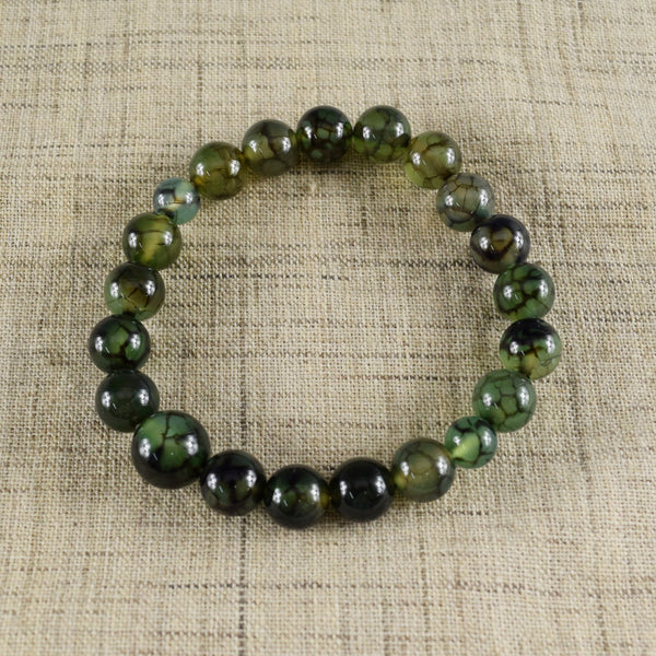 10mm Green Dragon's Vein Agate Bracelet