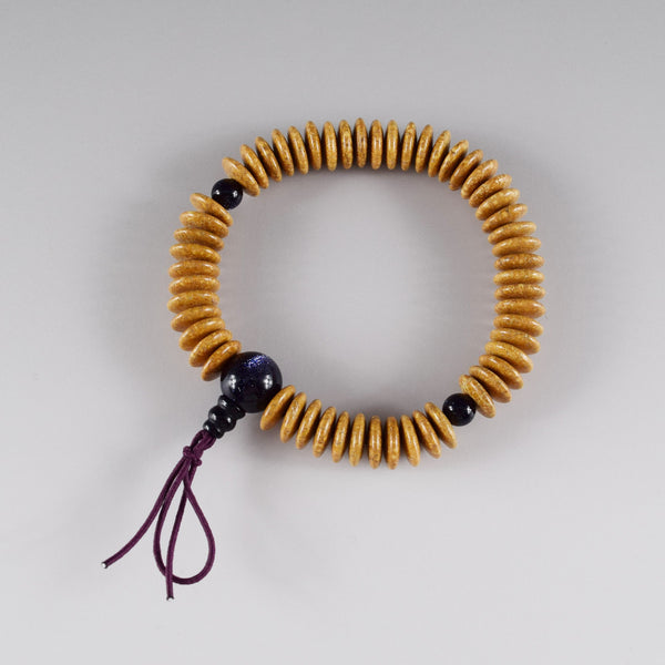10mm Bodhi Seed Wood Abacus beads & Goldstone Bracelet