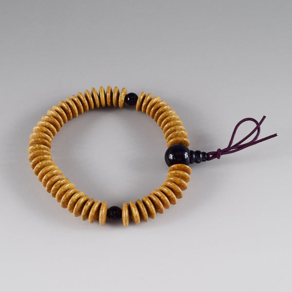 10mm Bodhi Seed Wood Abacus beads & Goldstone Bracelet