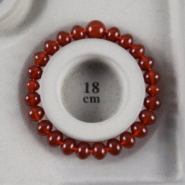 10mm Red Agate Oval Beads Bracelet