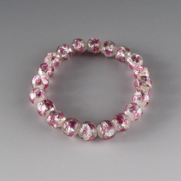 10mm Pink Ryukyu Fluorite Glass Bracelet
