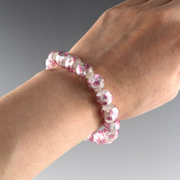 10mm Pink Ryukyu Fluorite Glass Bracelet