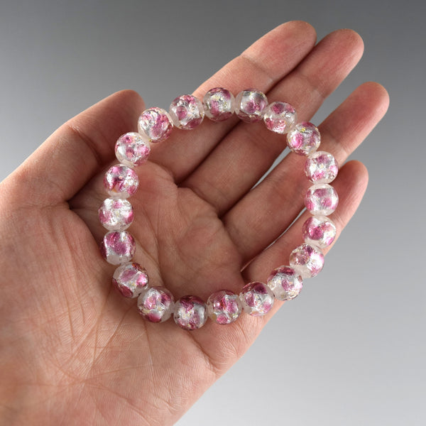 10mm Pink Ryukyu Fluorite Glass Bracelet