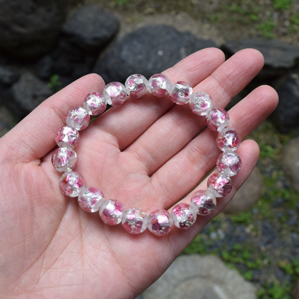 10mm Pink Ryukyu Fluorite Glass Bracelet