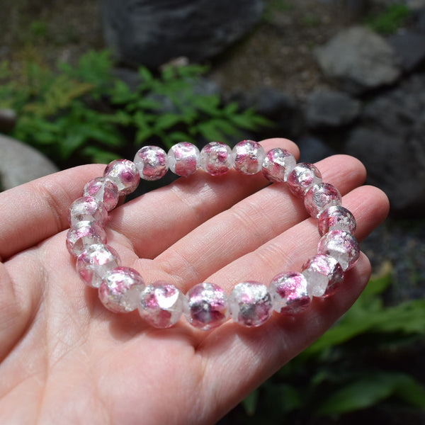 10mm Pink Ryukyu Fluorite Glass Bracelet