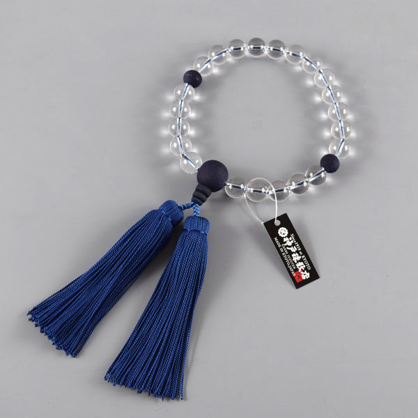 8mm/12mm Japanese Crystal Quartz & Aizen Indigo Wild Cherry Tree Wood Juzu Prayer Beads