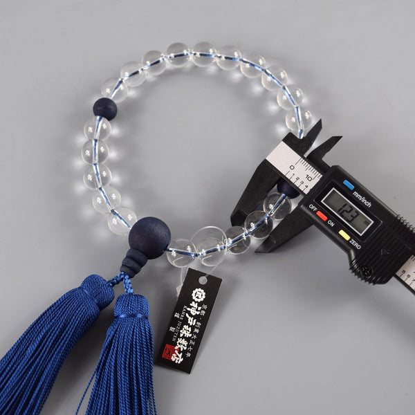 8mm/12mm Japanese Crystal Quartz & Aizen Indigo Wild Cherry Tree Wood Juzu Prayer Beads