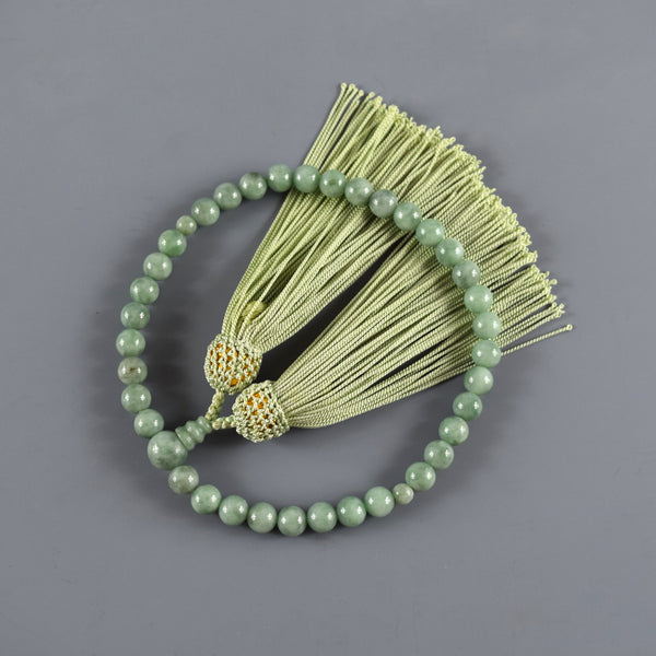 翡翠 略式数珠 正絹頭付房