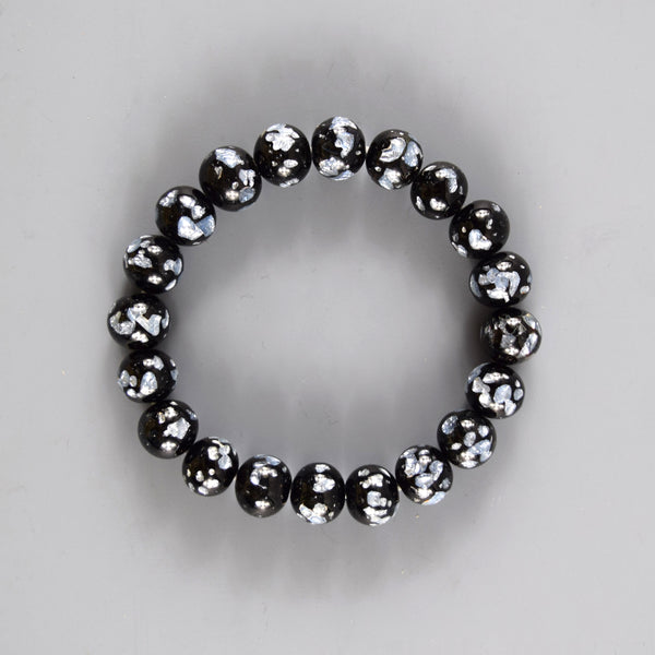 10mm Gray Fluorite Glass Bracelet
