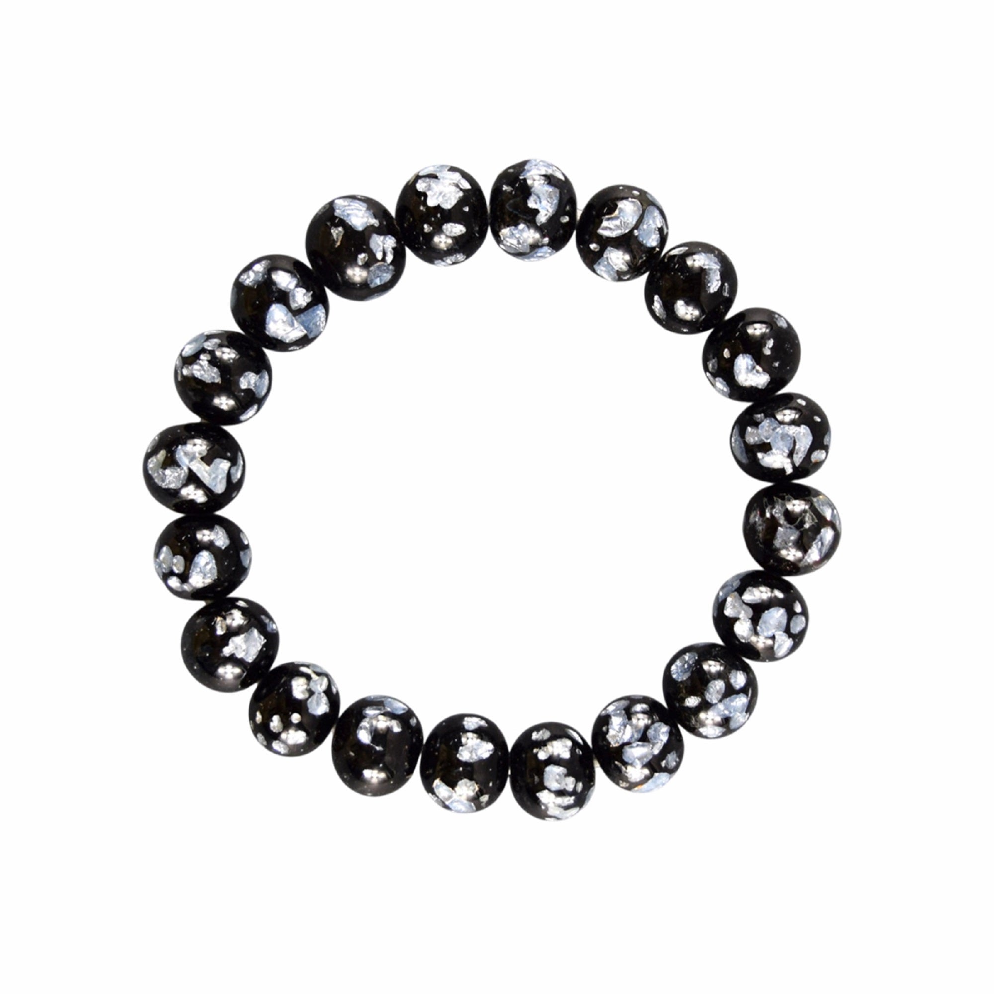 10mm Gray Fluorite Glass Bracelet