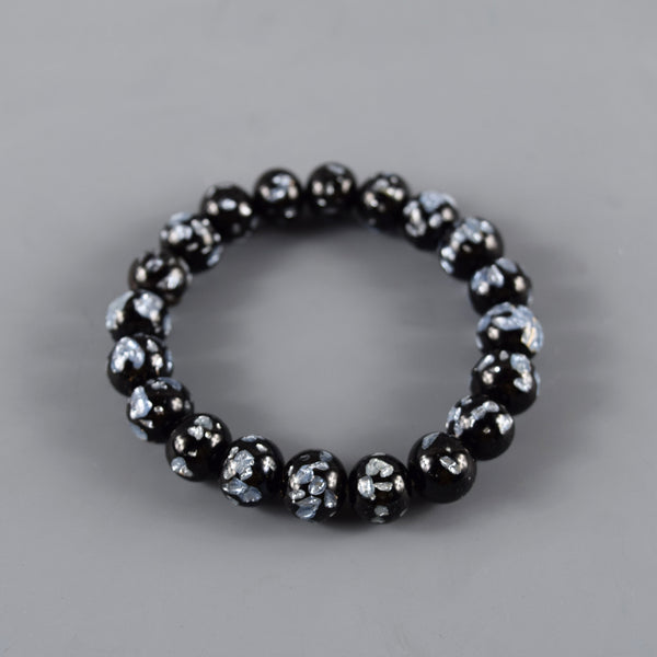 10mm Gray Fluorite Glass Bracelet