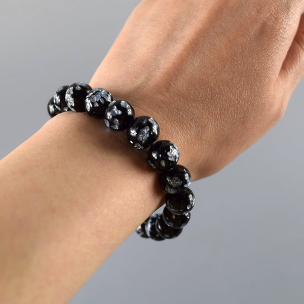 10mm Gray Fluorite Glass Bracelet