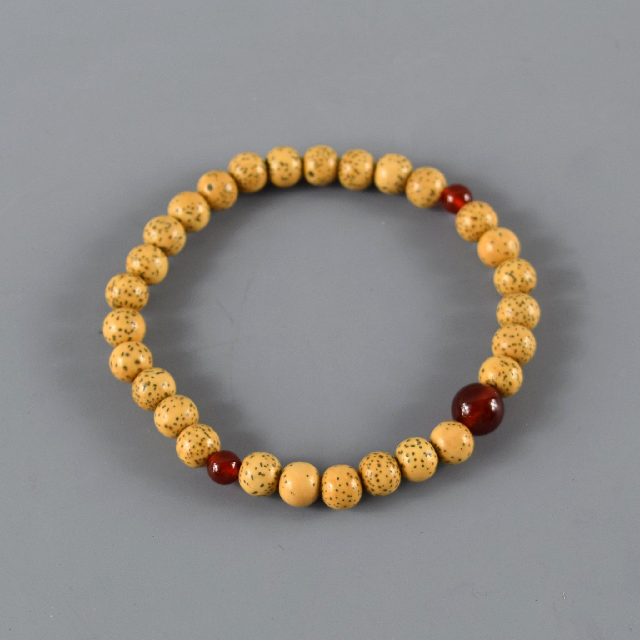 7mm Bodhi Seed Wood & Red agate /  Rose quartz Bracelet