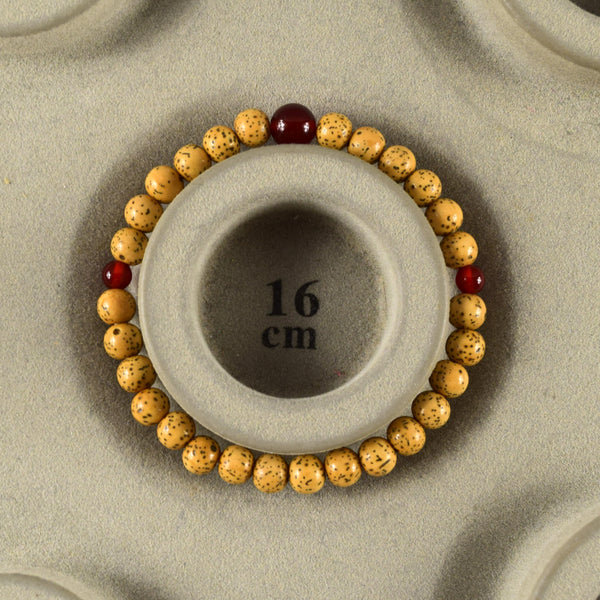 7mm Bodhi Seed Wood & Red agate /  Rose quartz Bracelet