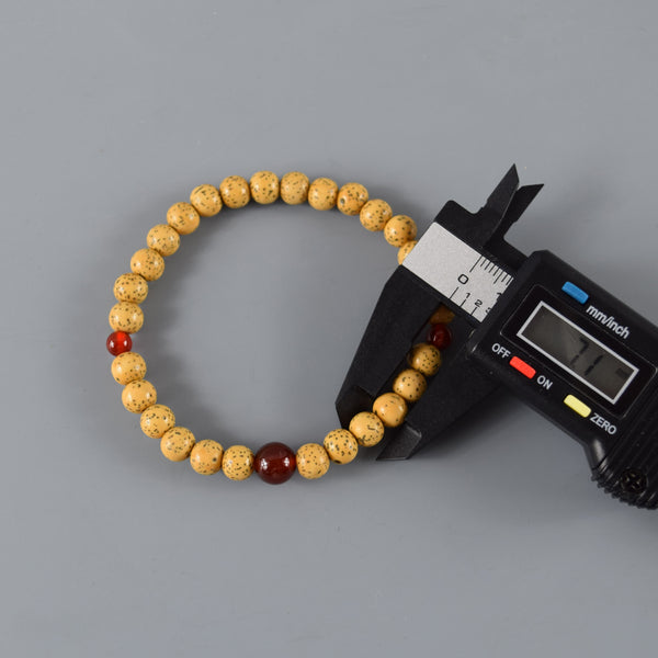 7mm Bodhi Seed Wood & Red agate /  Rose quartz Bracelet
