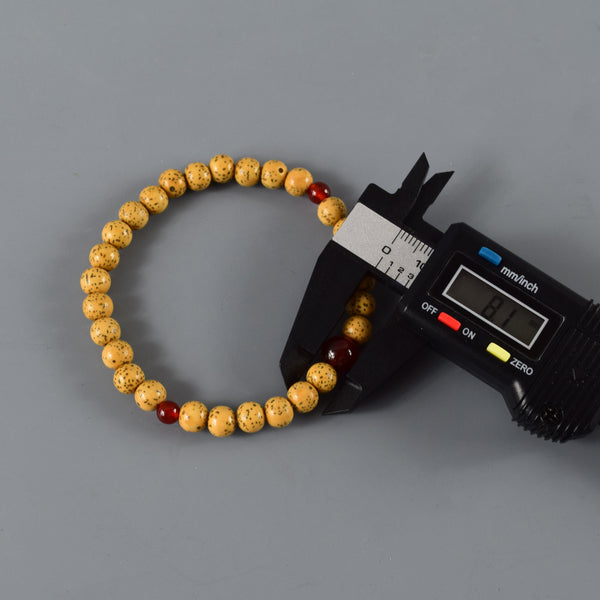 7mm Bodhi Seed Wood & Red agate /  Rose quartz Bracelet